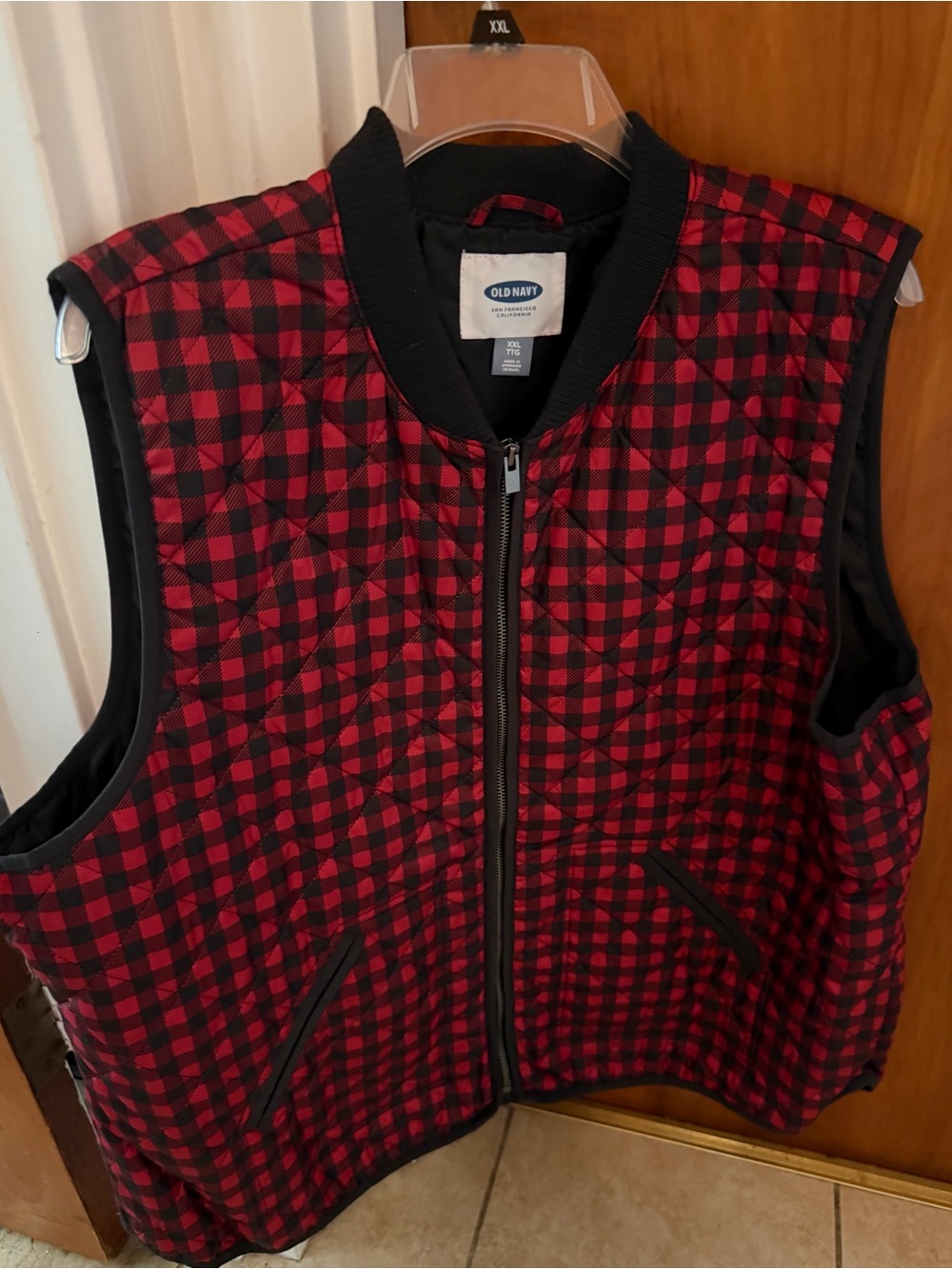 Old Navy Red and Black Buffalo Plaid Quilted Vest
